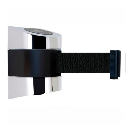 Lawrence Metal Prod. Tensabarrier Wall Mount Retractable Belt Barrier, Chrome Case W/24' Black Belt 897-24-S-1P-NO-B9X-C
